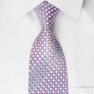 Indian Homme Bling Tie Mauve Silver Checkered With Sparkling Rhinestones