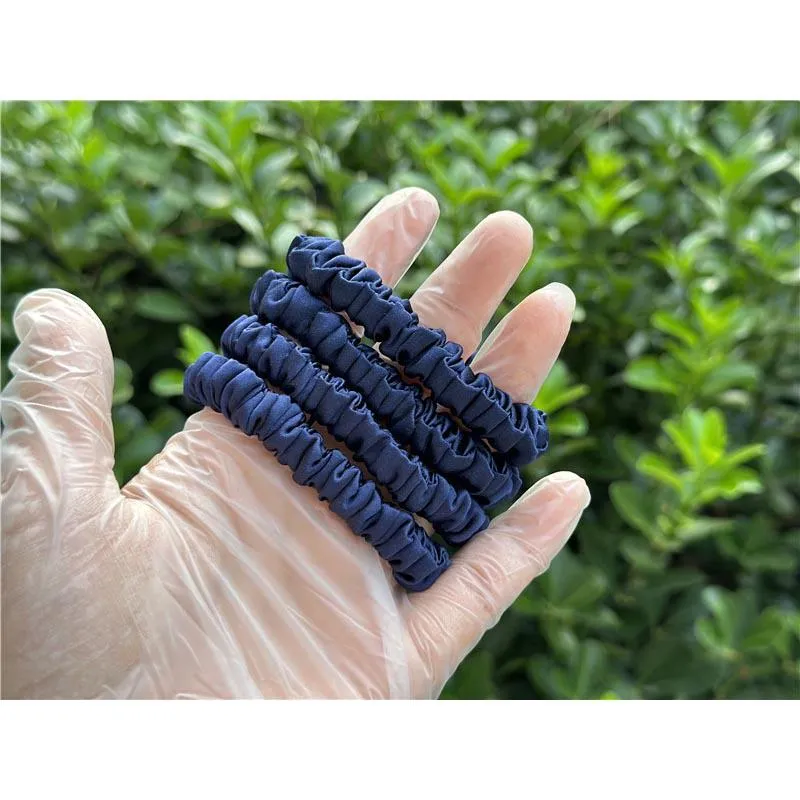 Indigo Blue silk scrunchies mini