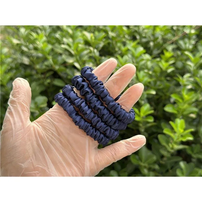 Indigo Blue silk scrunchies mini