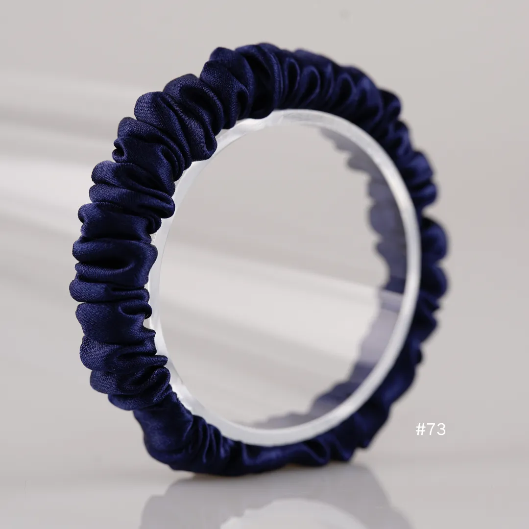 Indigo Blue silk scrunchies mini