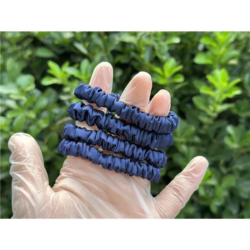 Indigo Blue silk scrunchies mini