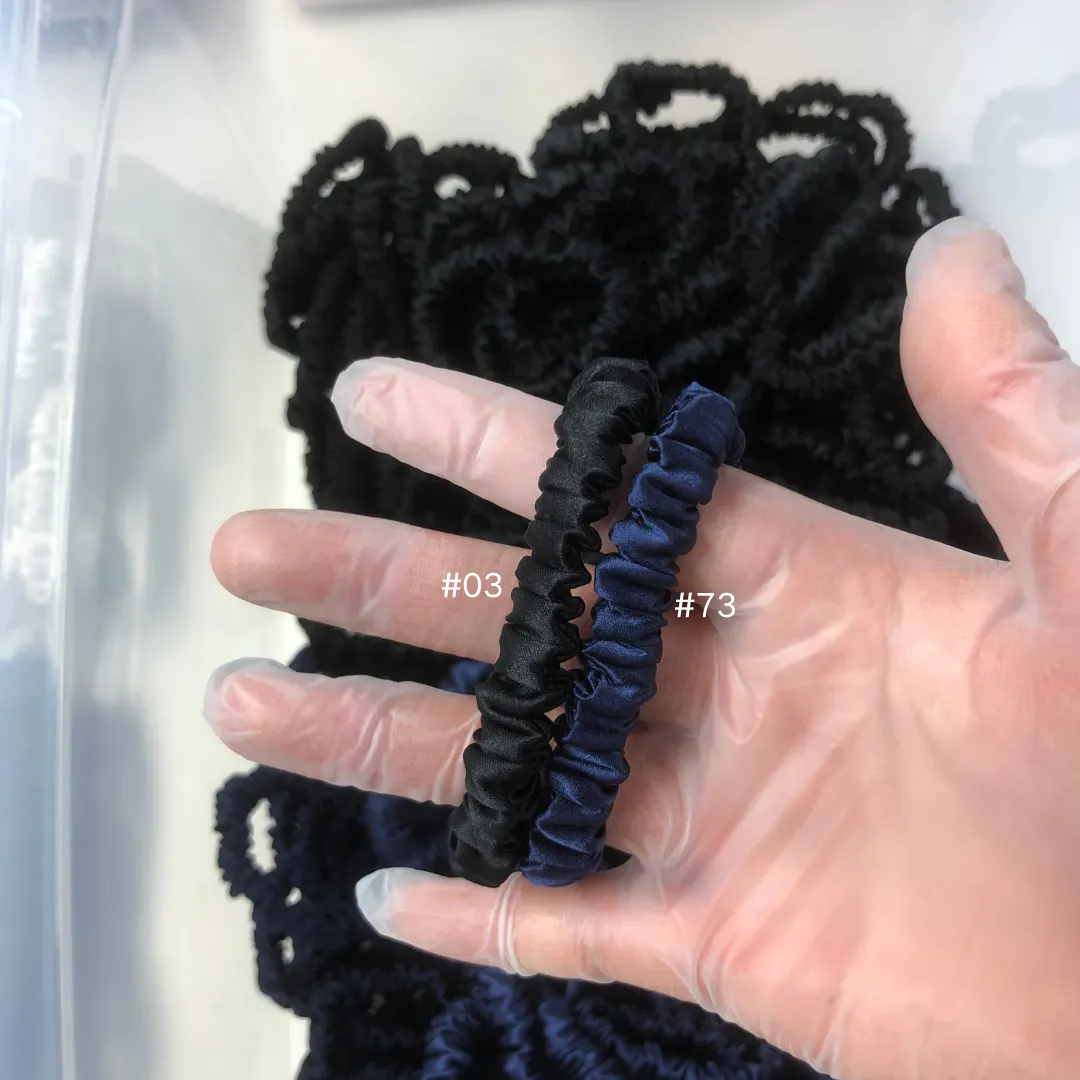 Indigo Blue silk scrunchies mini