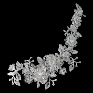 Ivory Lace Applique Headband Accented with Crystals, Crystals & Sequins