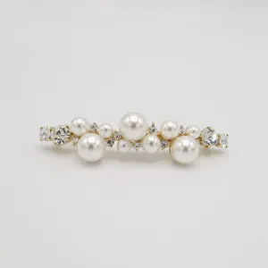 jewel pearl rhinestone embellished french barrette for women