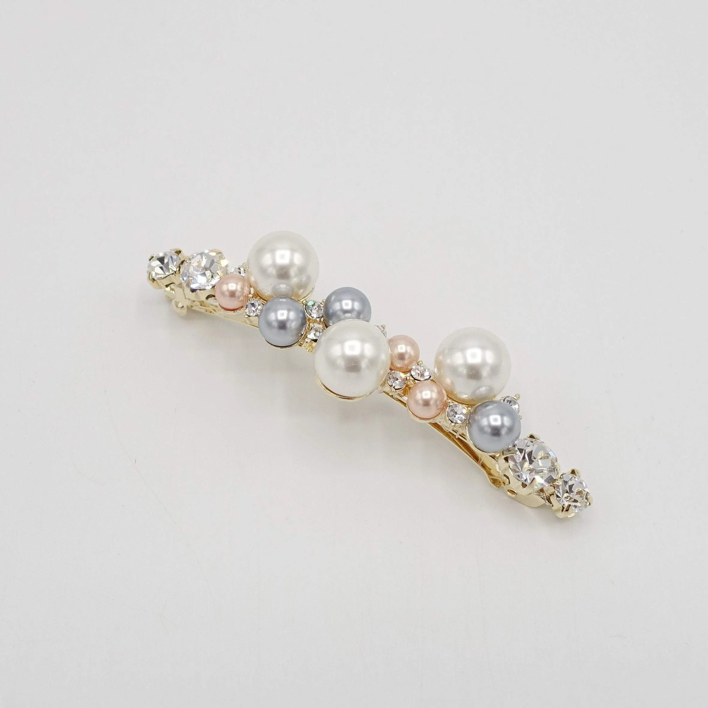 jewel pearl rhinestone embellished french barrette for women