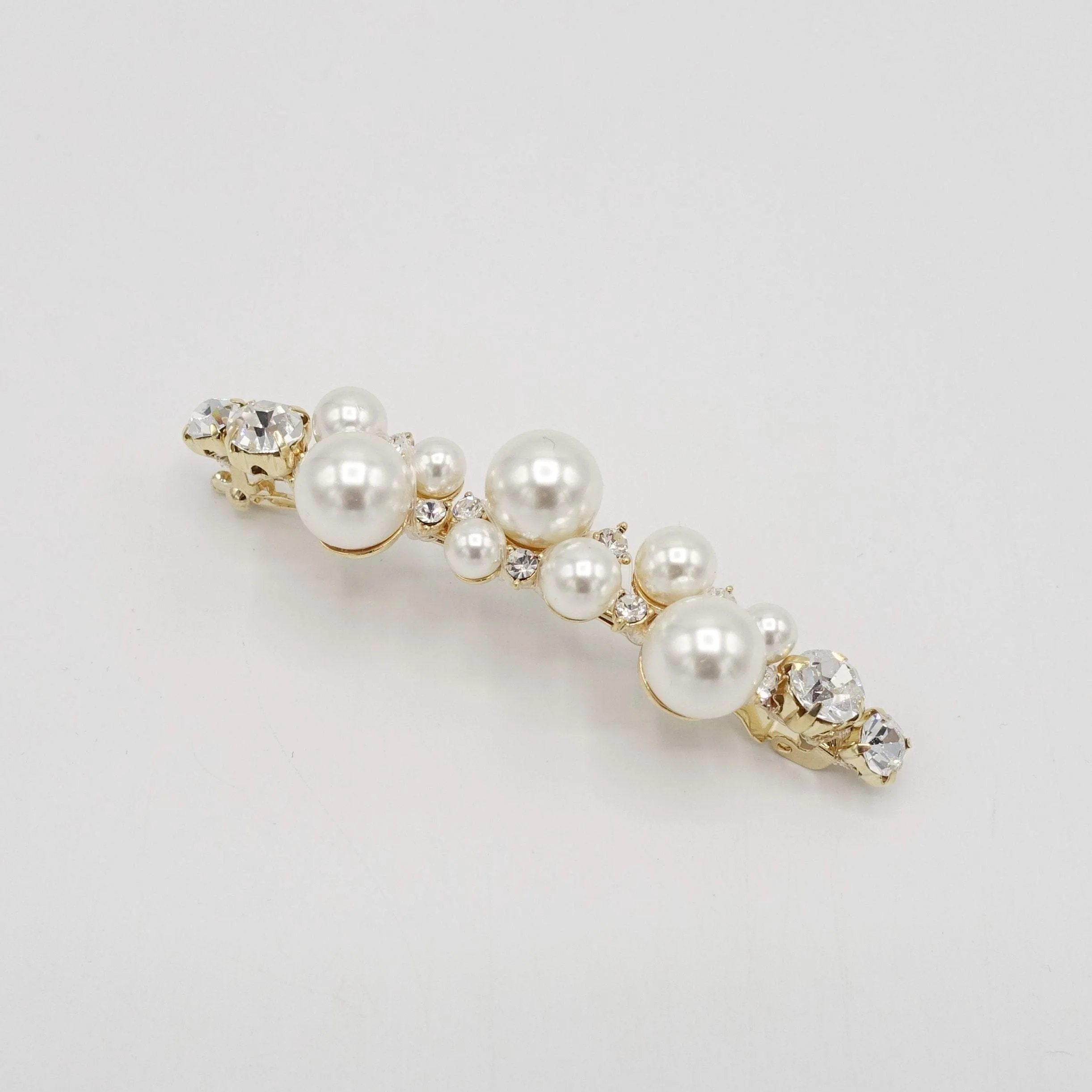 jewel pearl rhinestone embellished french barrette for women