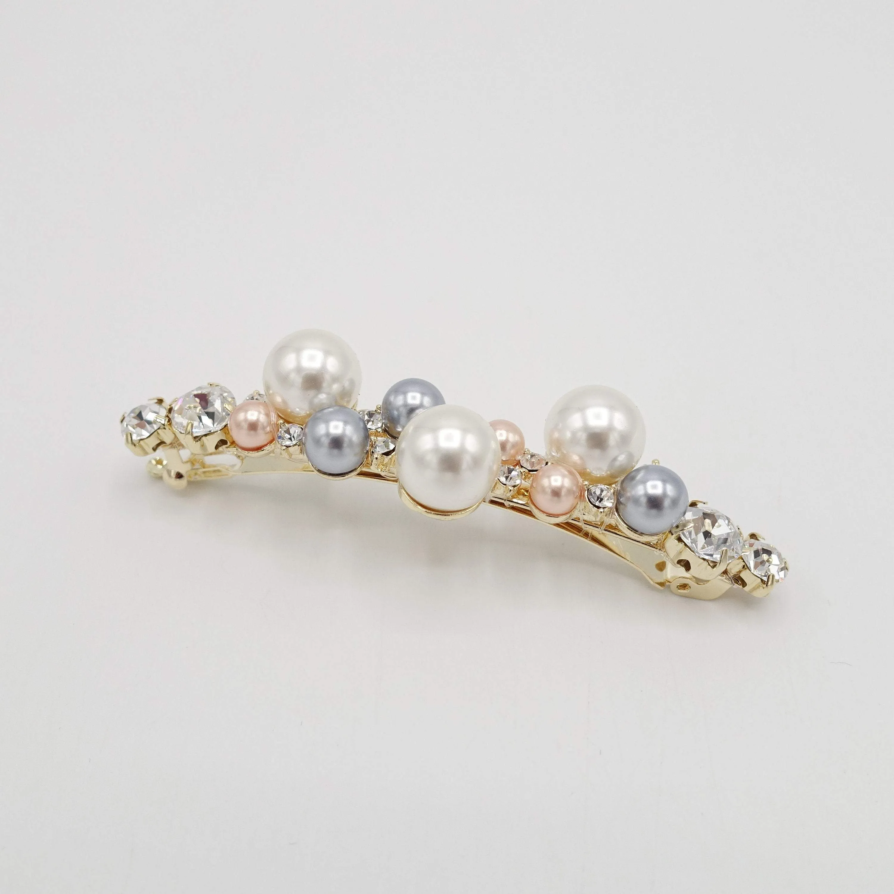 jewel pearl rhinestone embellished french barrette for women