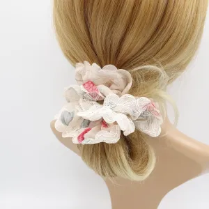 lace floral chiffon scrunchies petal edge hair ties for women