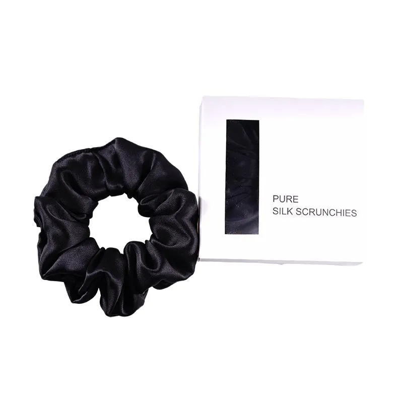 Large Silk Hair Scrunchie - Black - Dropshipping