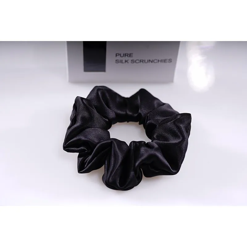 Large Silk Hair Scrunchie - Black - Dropshipping