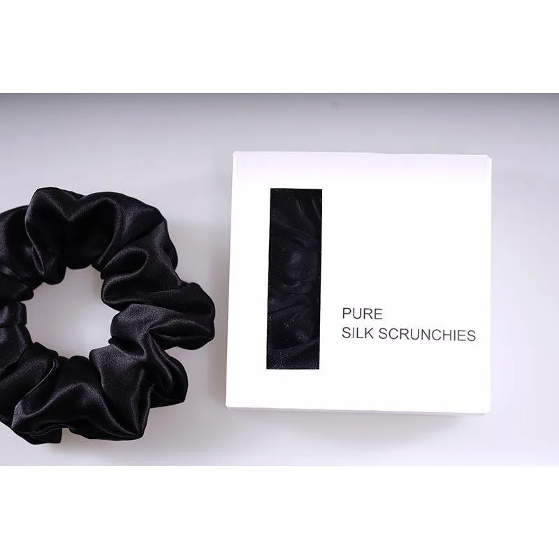 Large Silk Hair Scrunchie - Black - Dropshipping