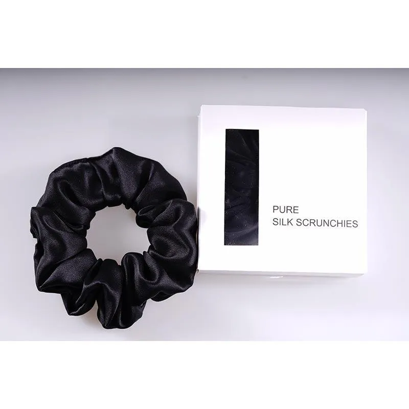 Large Silk Hair Scrunchie - Black - Dropshipping