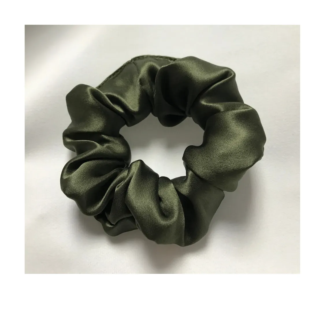 Large Silk Scrunchie Army Green