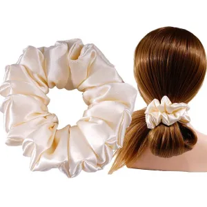 Large Silk Scrunchies Fluffy - Champagne