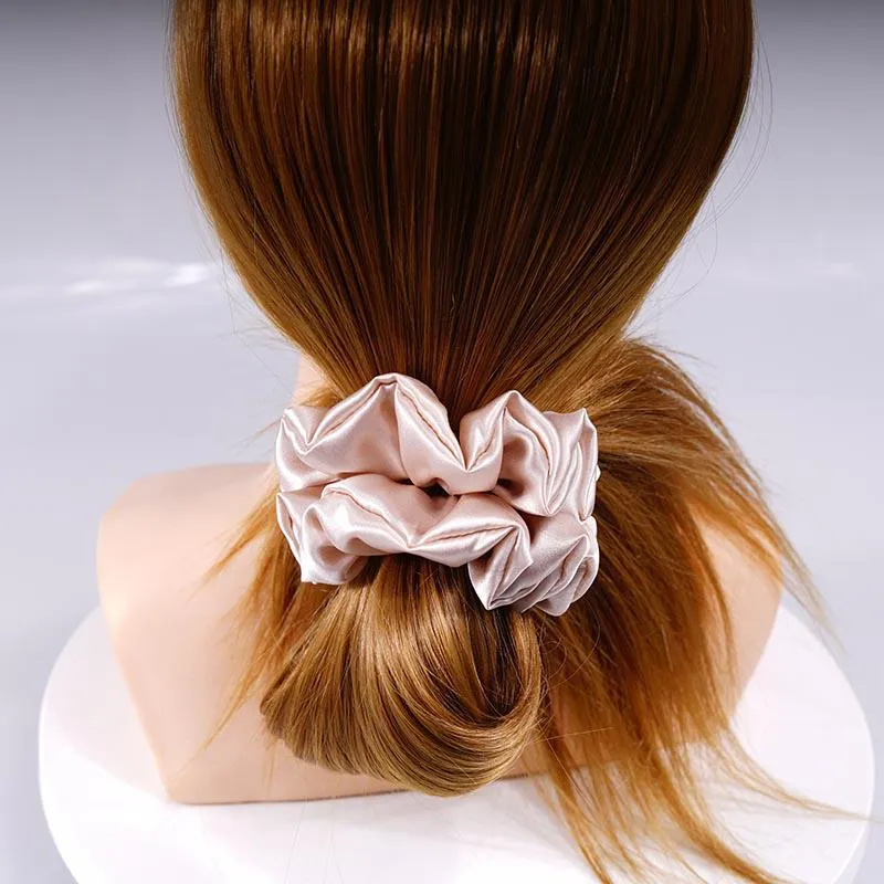 Large Silk Scrunchies Fluffy - Nude