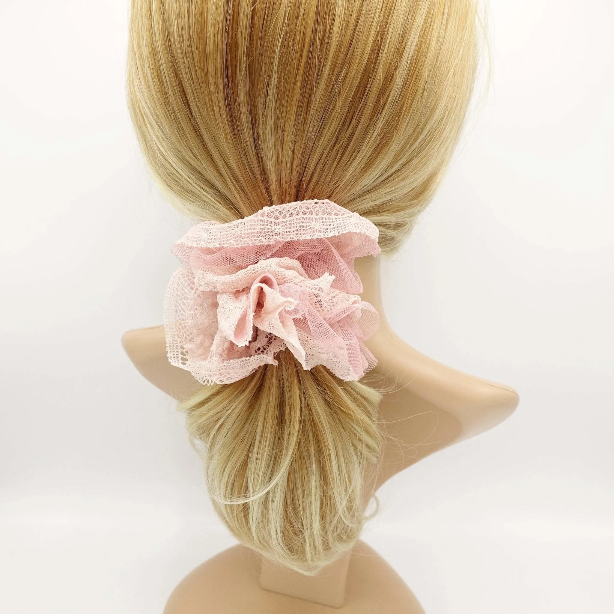 Mesh lace layered women scrunchie hair tie scrunchies