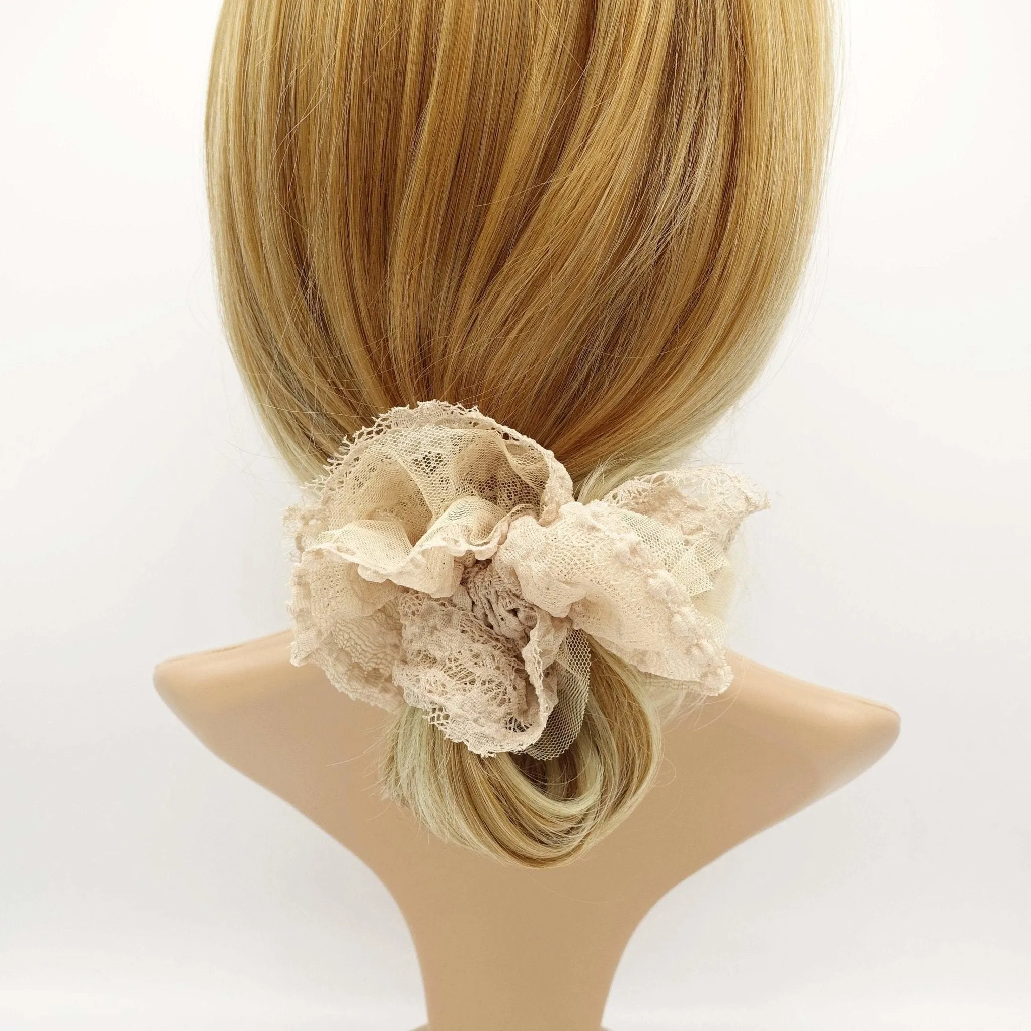 Mesh lace layered women scrunchie hair tie scrunchies