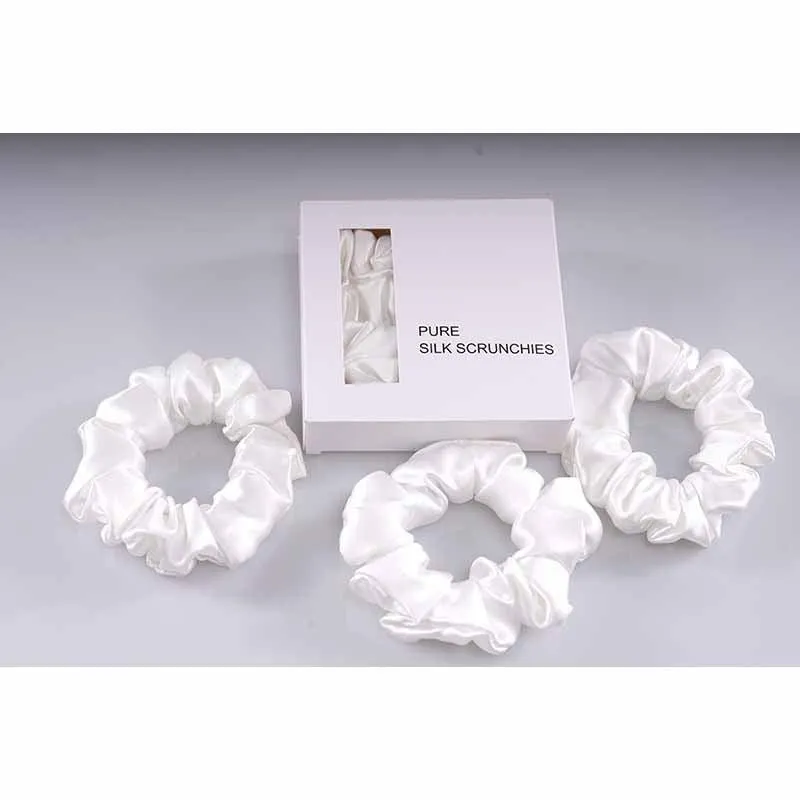 Midi Silk Scrunchies White - 3 Pack - Dropshipping