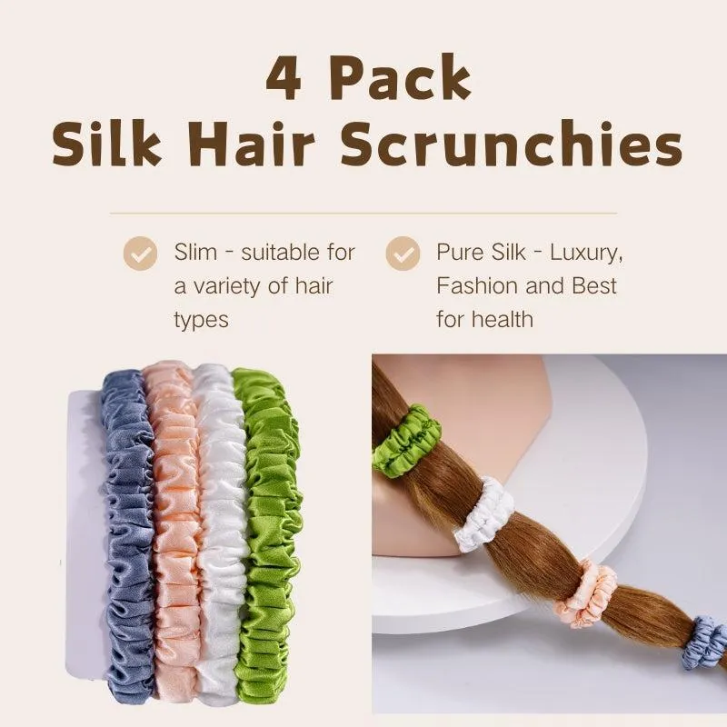 Mini silk hair scrunchies - Youthful - 4 Pack - dropshipping