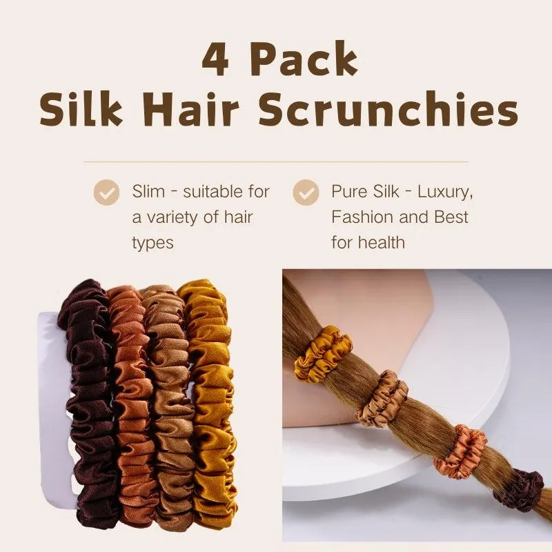 Mini silk scrunchies Gold Autumn - 4 Pack - dropshipping