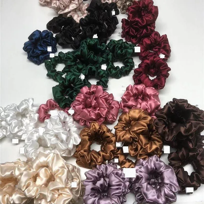 Navy Blue silk scrunchies medium