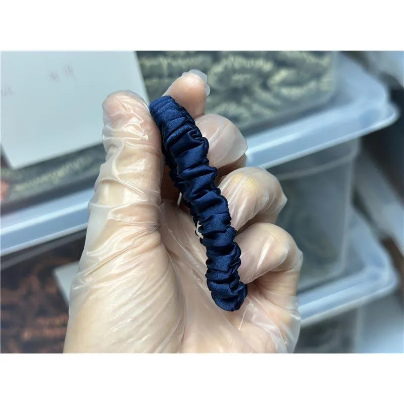 Navy Blue silk scrunchies mini