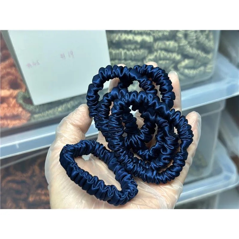 Navy Blue silk scrunchies mini