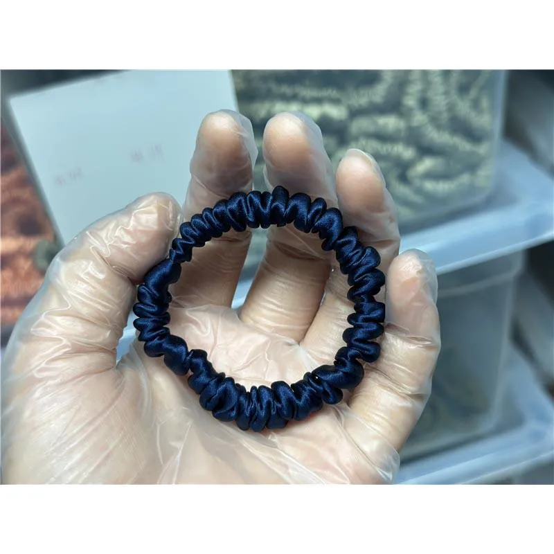 Navy Blue silk scrunchies mini