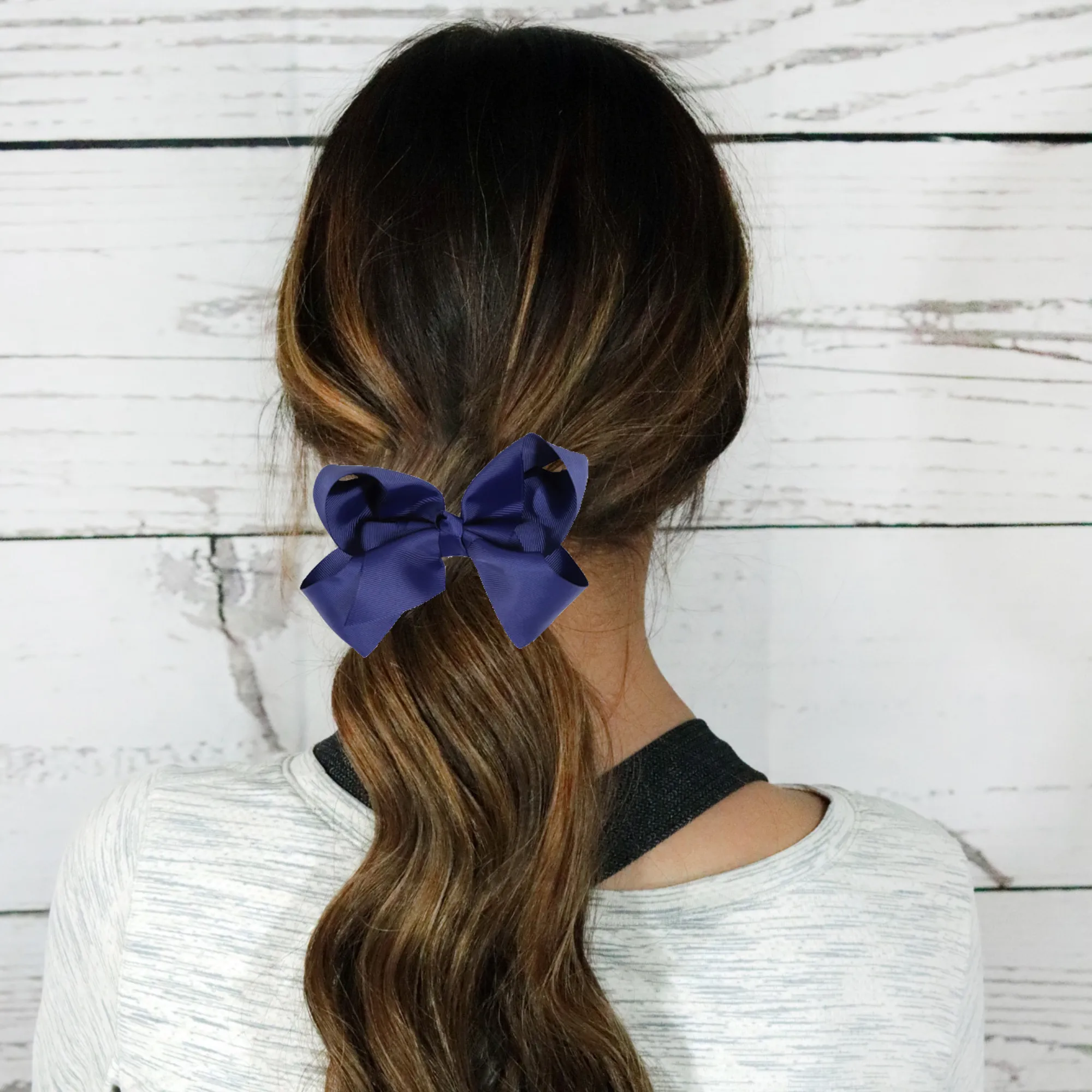 Navy Classic Hair Bow