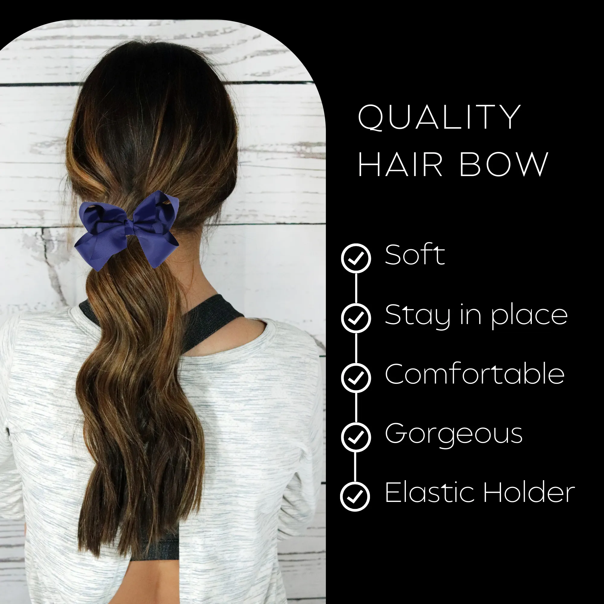 Navy Classic Hair Bows - 10 Pack