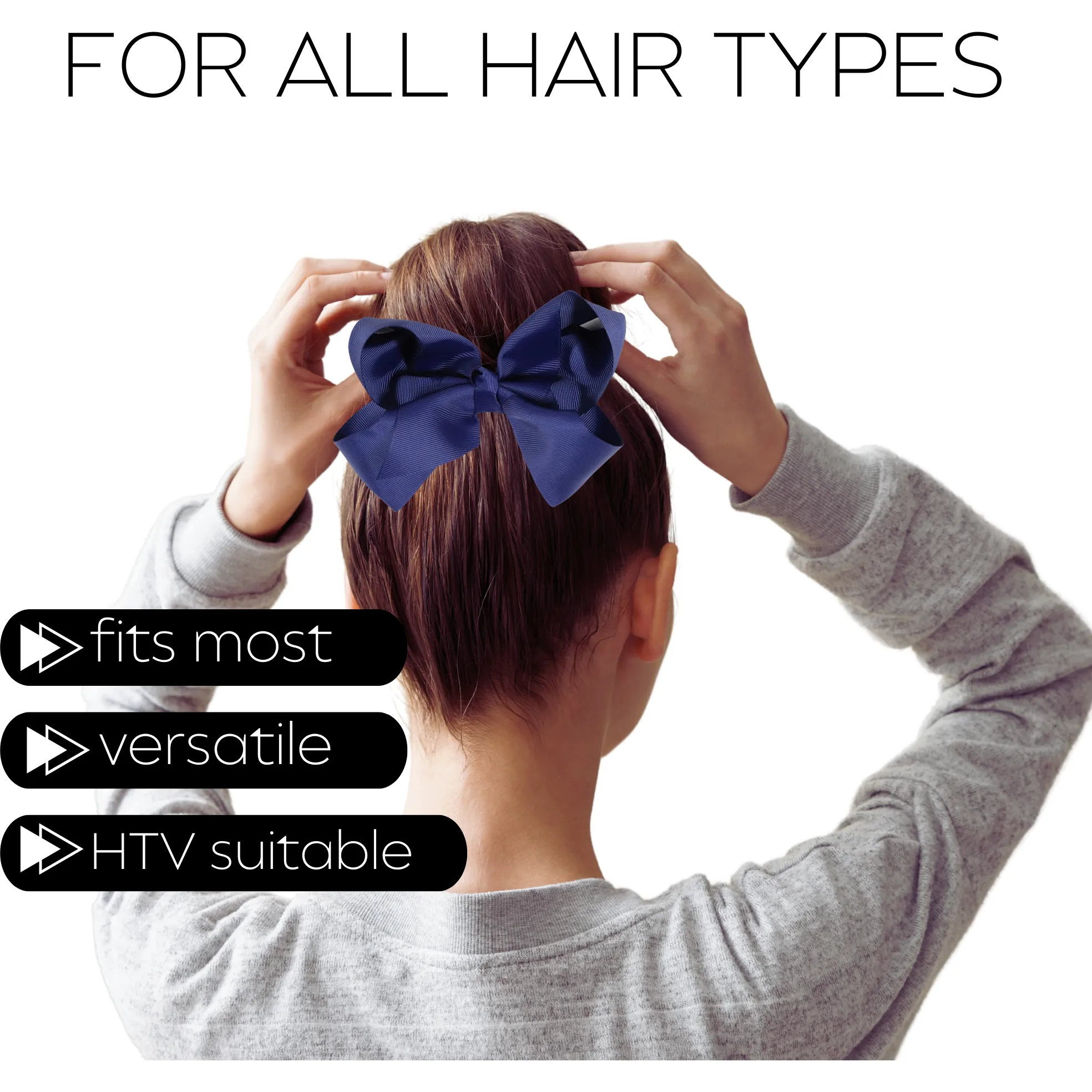 Navy Classic Hair Bows - 10 Pack