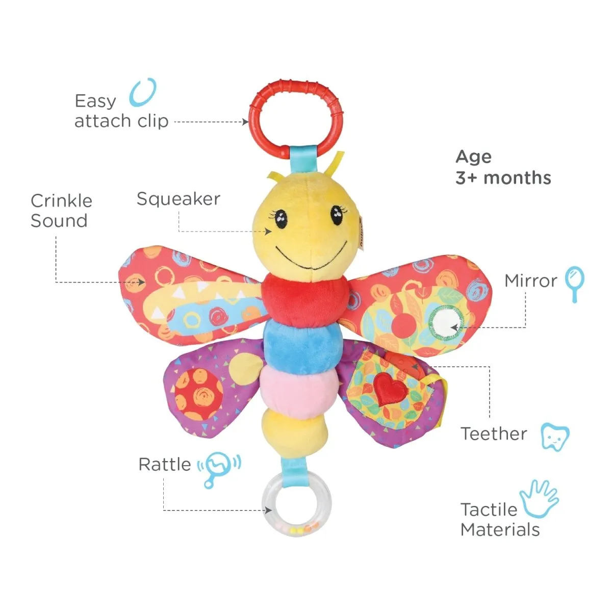 Nuluv Butterfly- Soft toy crinkle and teether