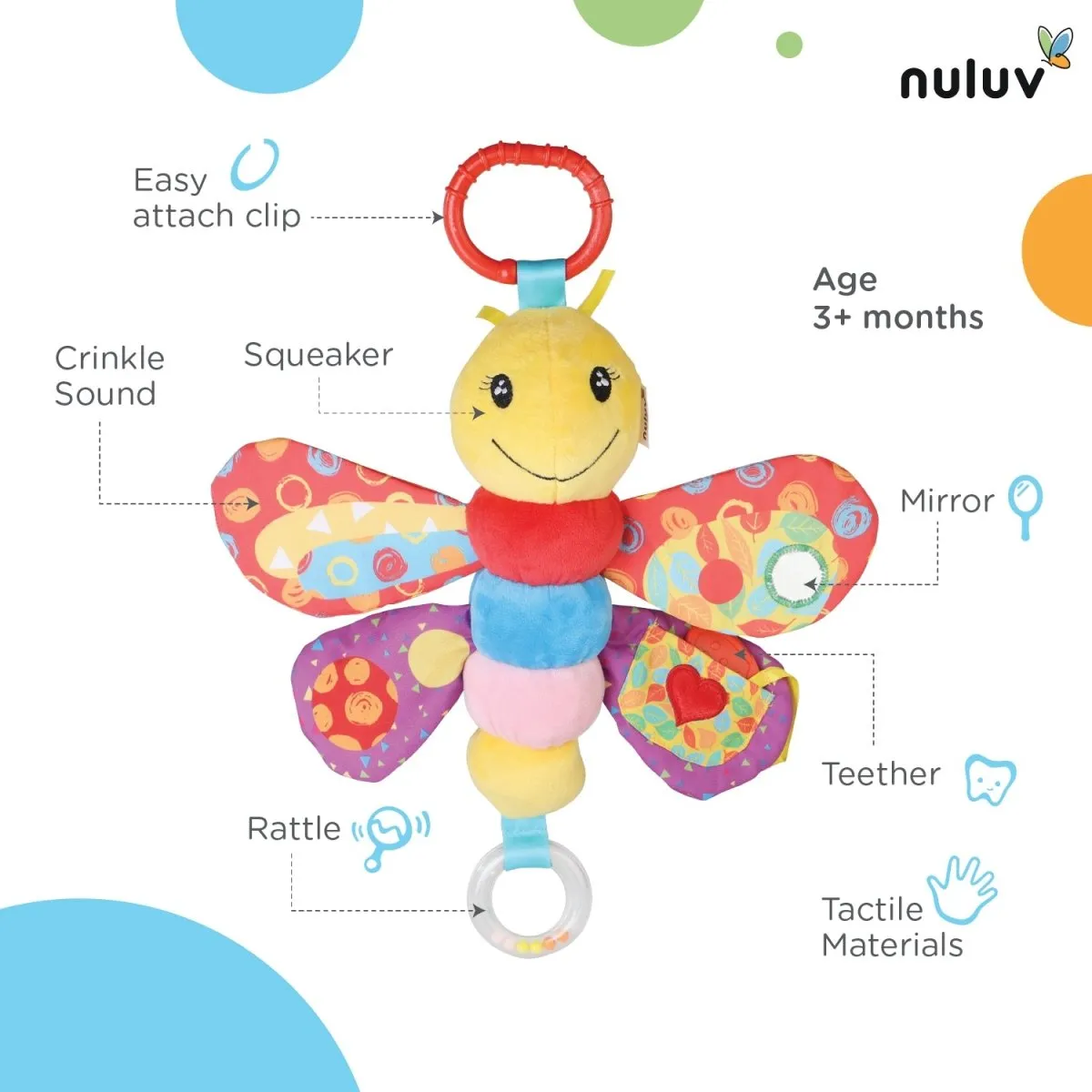 Nuluv Butterfly- Soft toy crinkle and teether