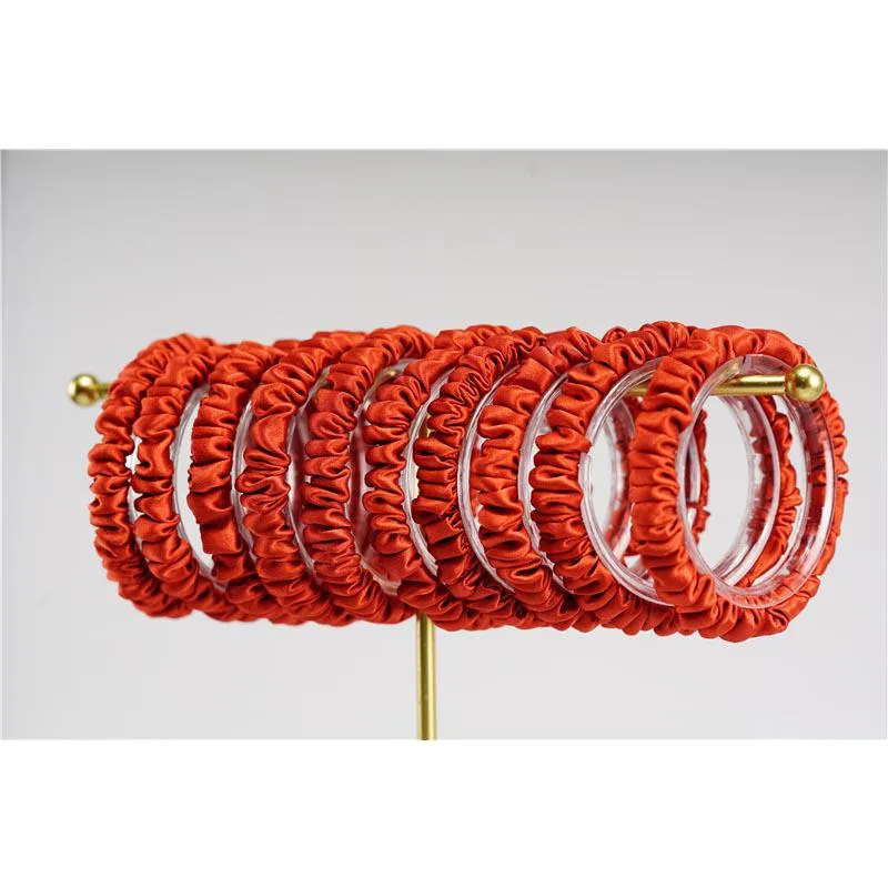 Orange Red silk scrunchies mini