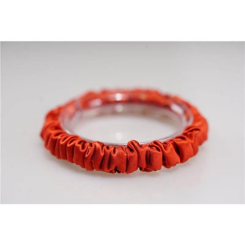 Orange Red silk scrunchies mini