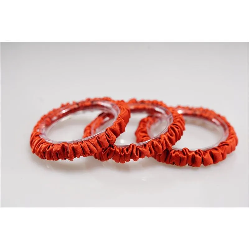 Orange Red silk scrunchies mini