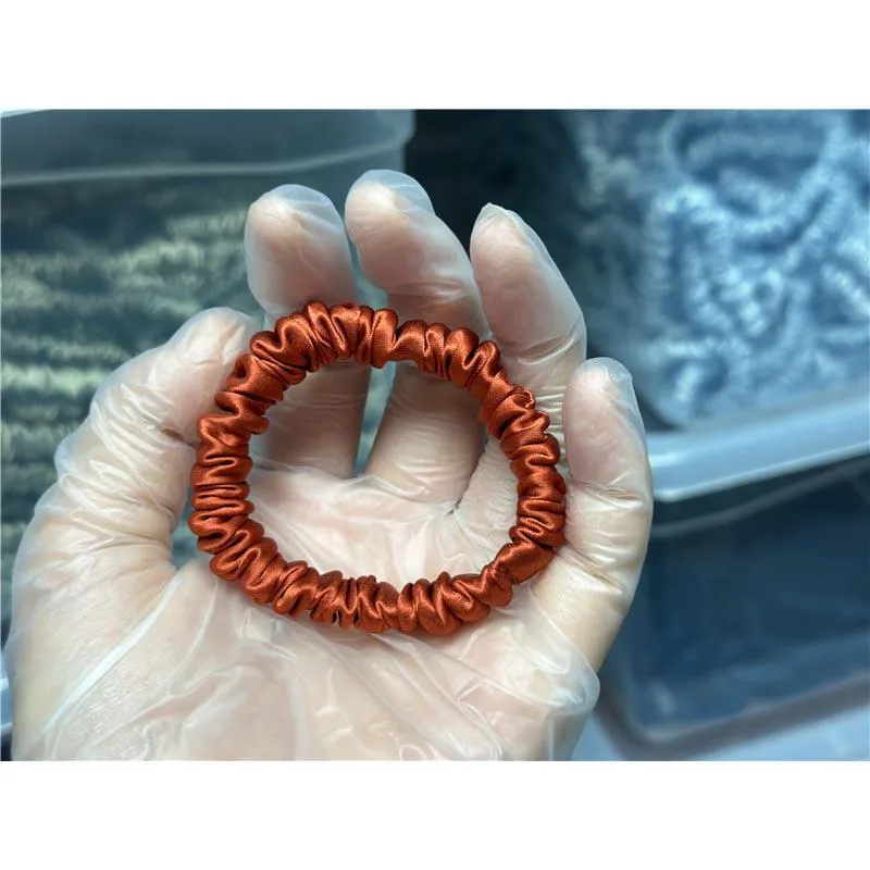 Orange Red silk scrunchies mini