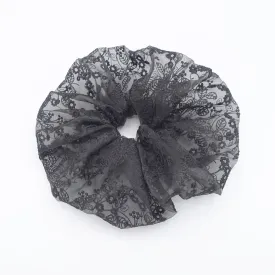 organza oversized scrunchies flower embroidered hair scrunchy for women