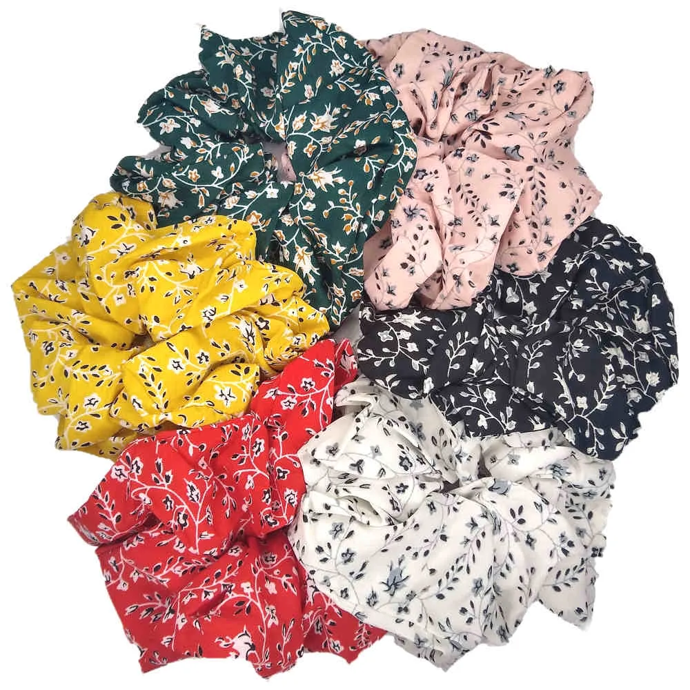 Oversized Calico Floral Scrunchies