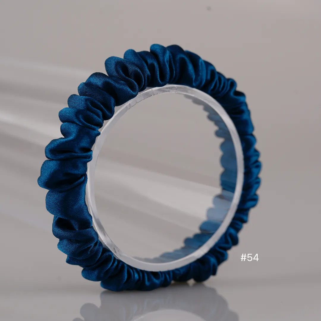 Peacock Blue silk scrunchies mini