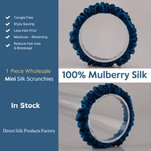 Peacock Blue silk scrunchies mini