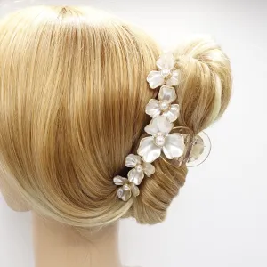 pearl hair claw flower hair claw, pearl hair accessory for women