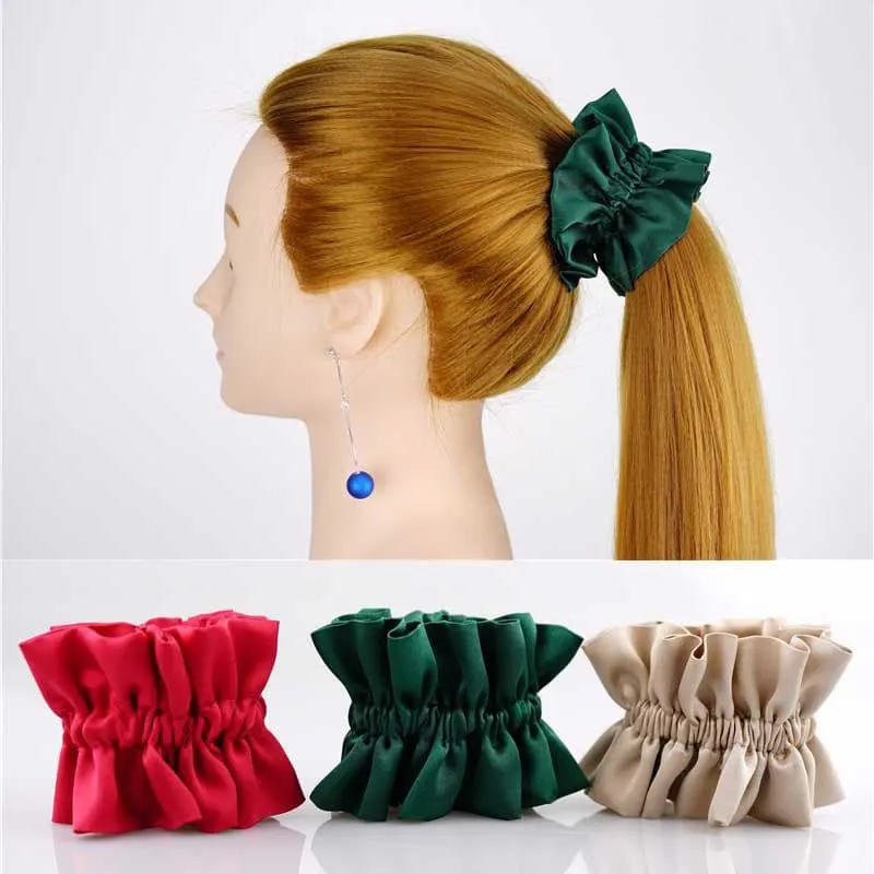 Pleated Silk Scrunchies Double layer