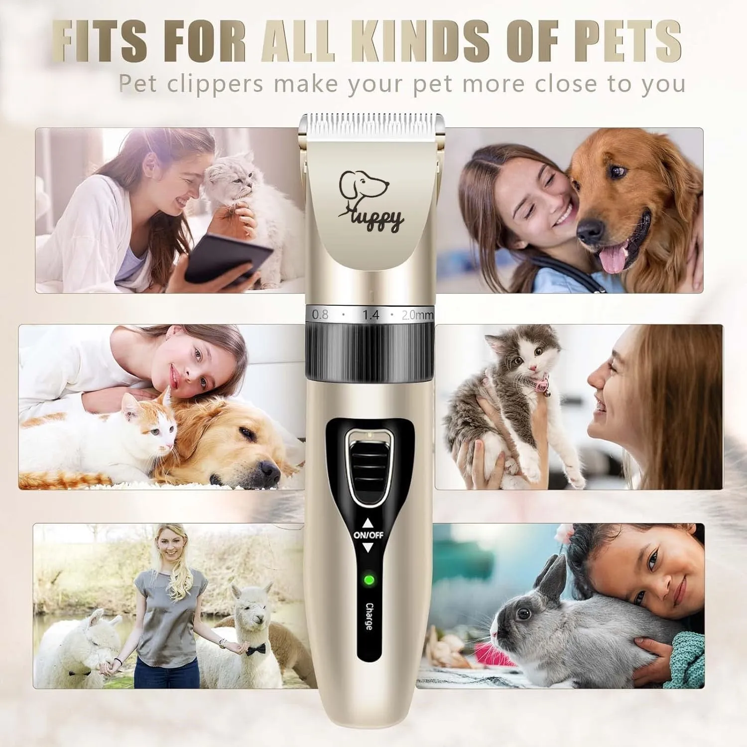 Rechargeable Electric Dog Grooming Kit Clippers Low Noise Pet Clippers Trimmers Set Bn-link