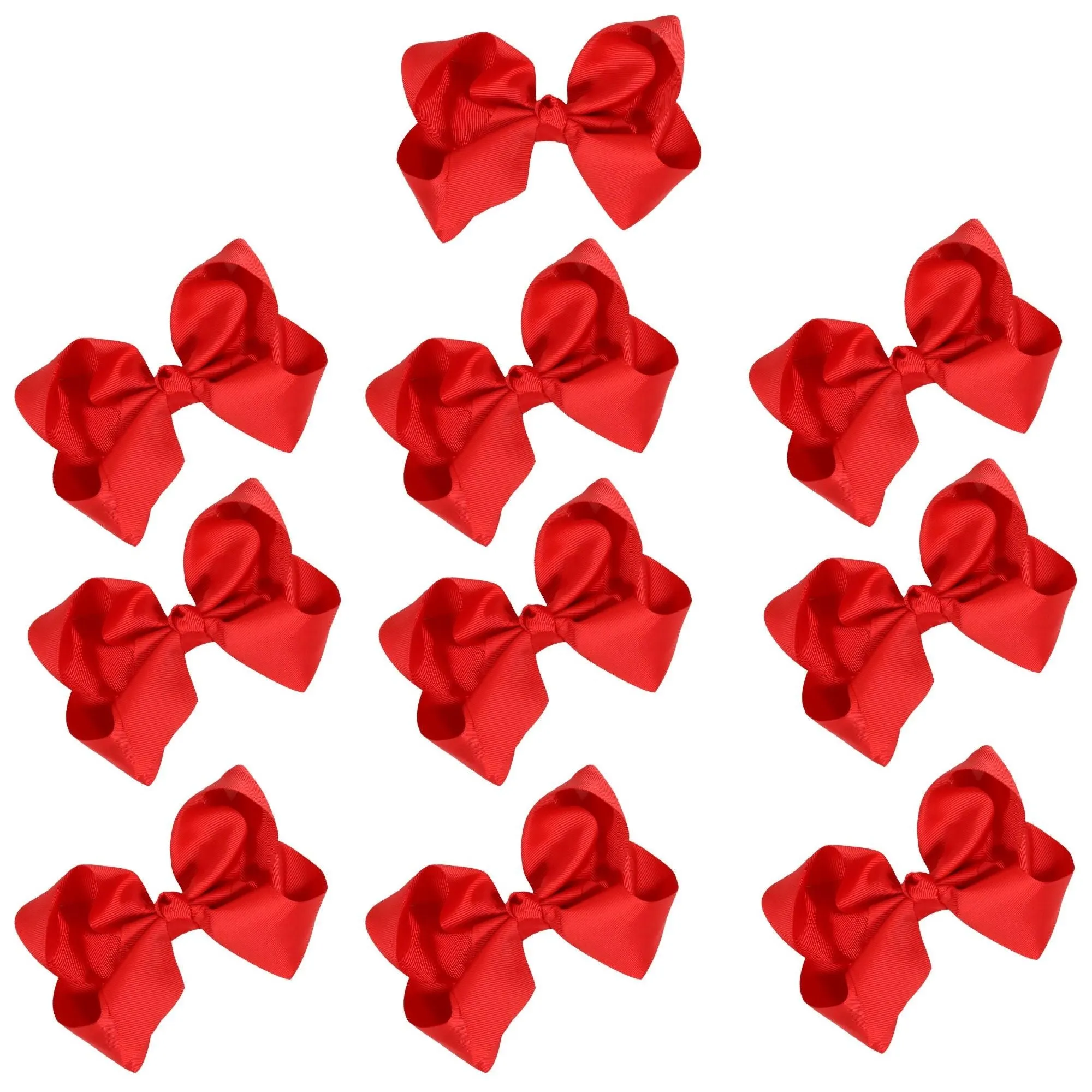 Red Classic Hair Bows - 10 Pack