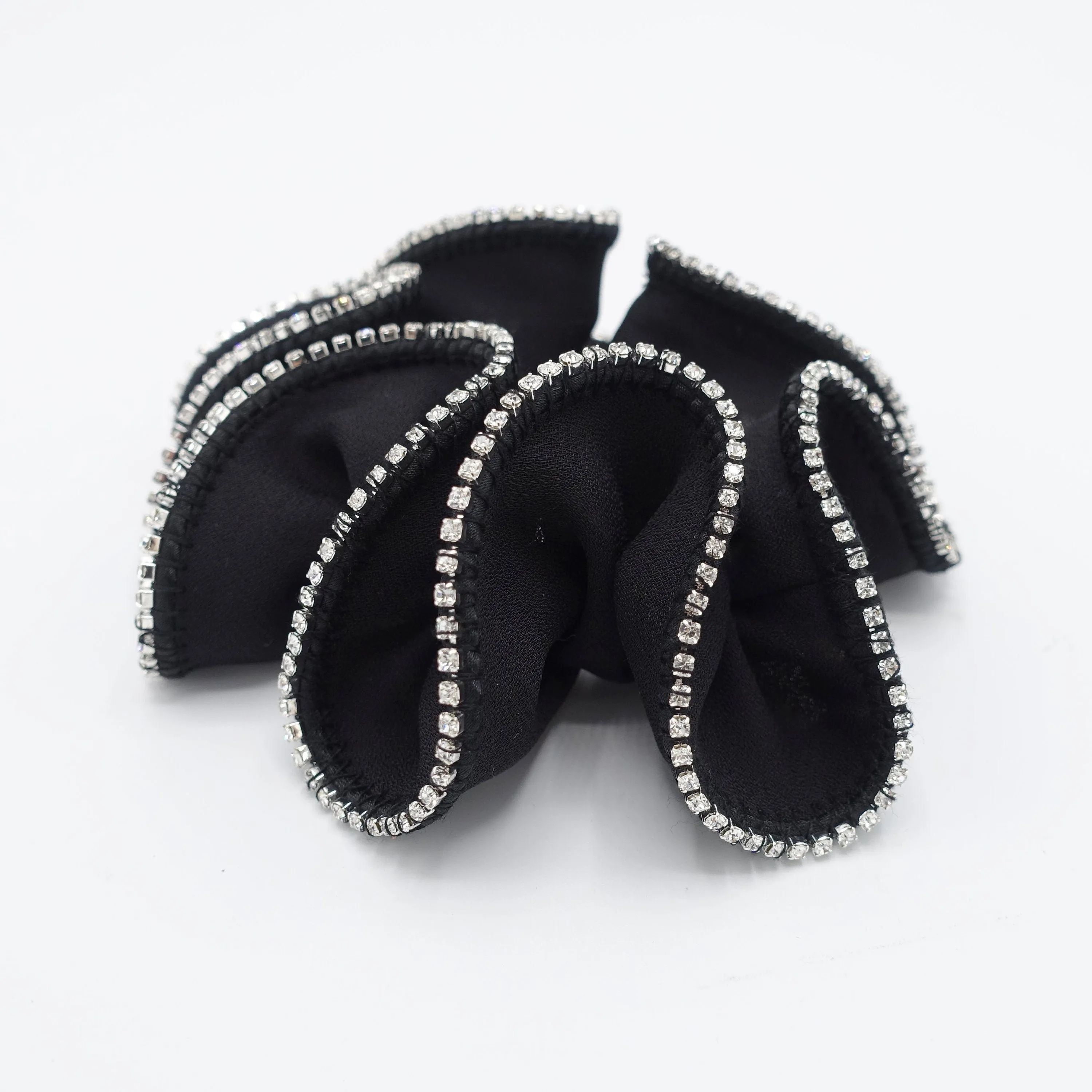 rhinestone edge silk chiffon scrunchies crystal decorated hair elastic scrunchie for women