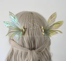 Salome 3 and 3/4 inch Aquamarine Fairy Wing Hair Combs with Silver Veins