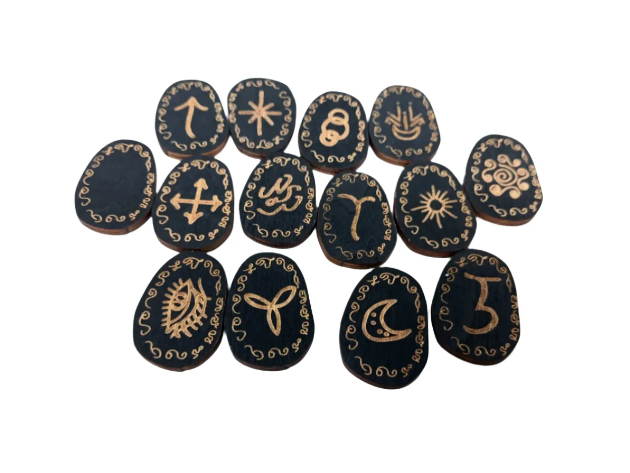 Sandalwood Hand Carved Witch Runes