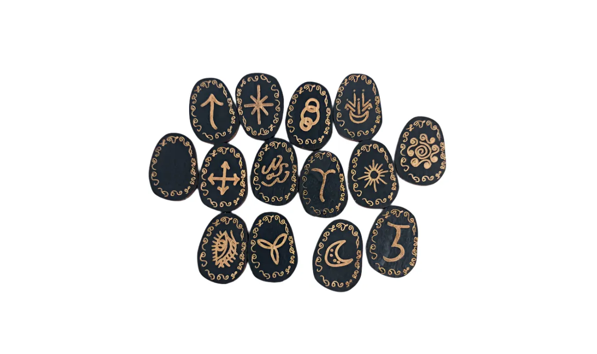 Sandalwood Hand Carved Witch Runes