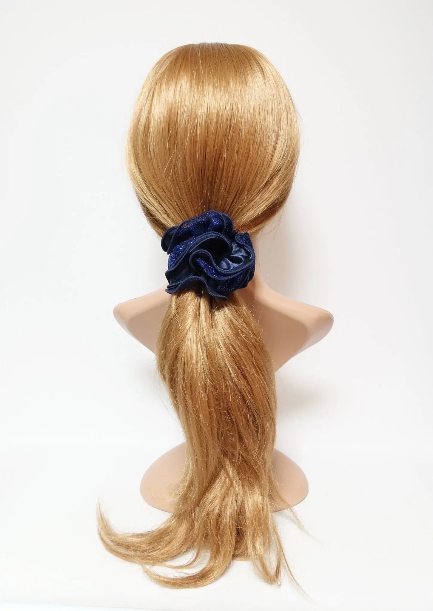 Satin Meshed Fabric Combination Dazzling Ponytail Holder  Elastic Scrunchie